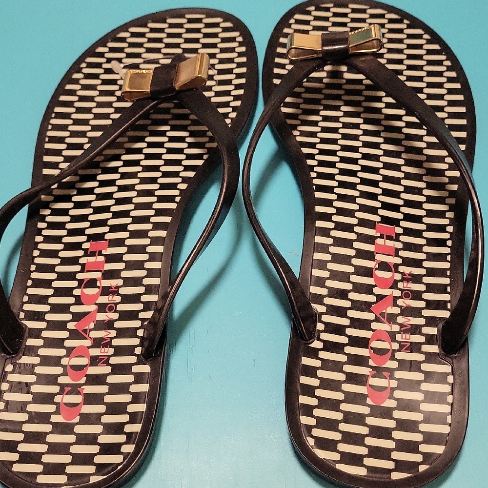 Coach Black and Gold Sandals